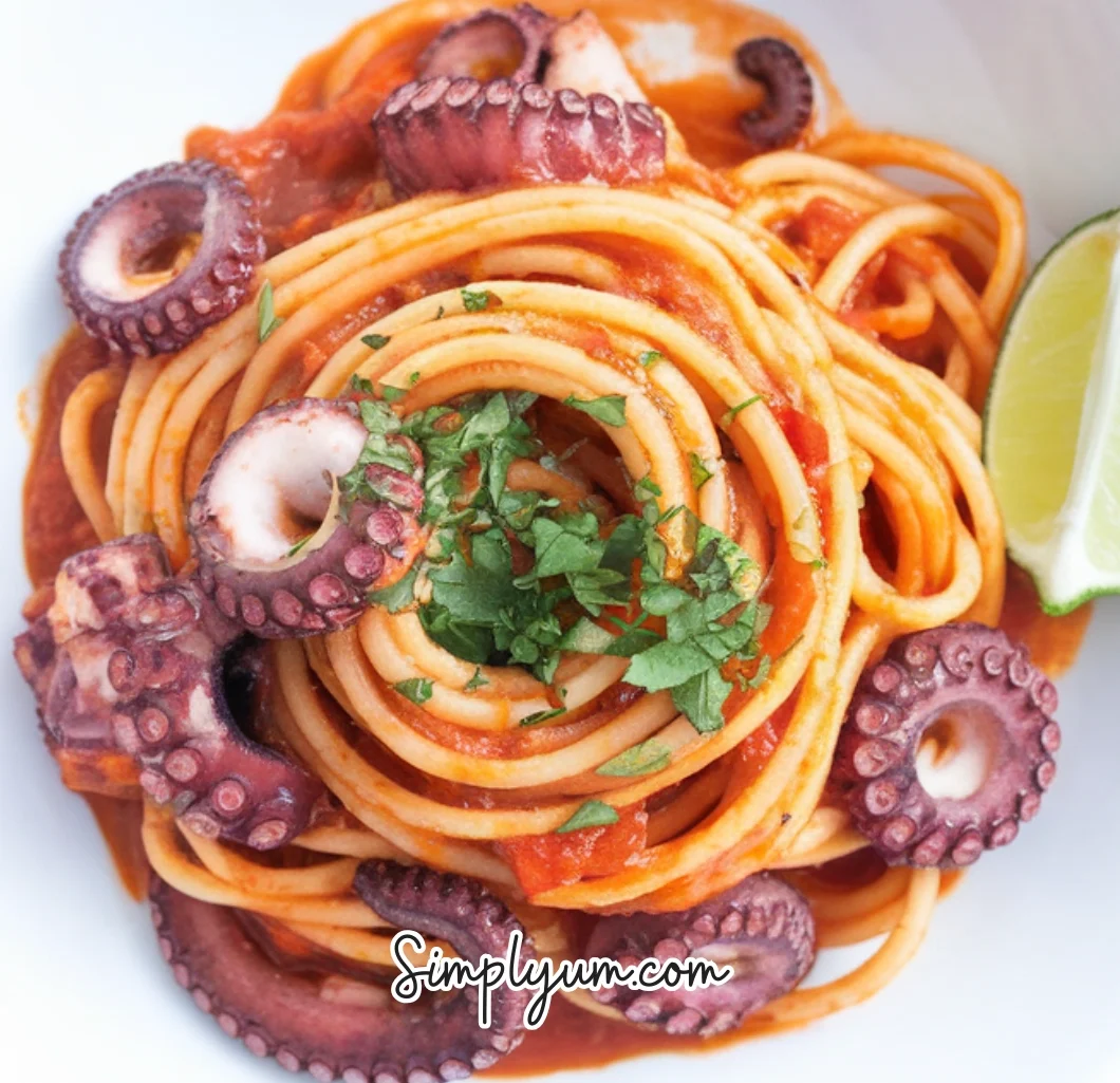 Baby Octopus and Tomato Spaghetti